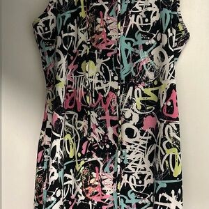 Almost Famous Pink and Yellow Graphic Midi Dress